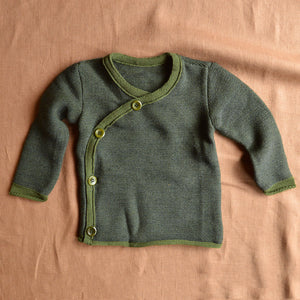 Organic Merino Baby Jacket - Olive/Graphite (0-3m & 3-4y) *Retired Colour