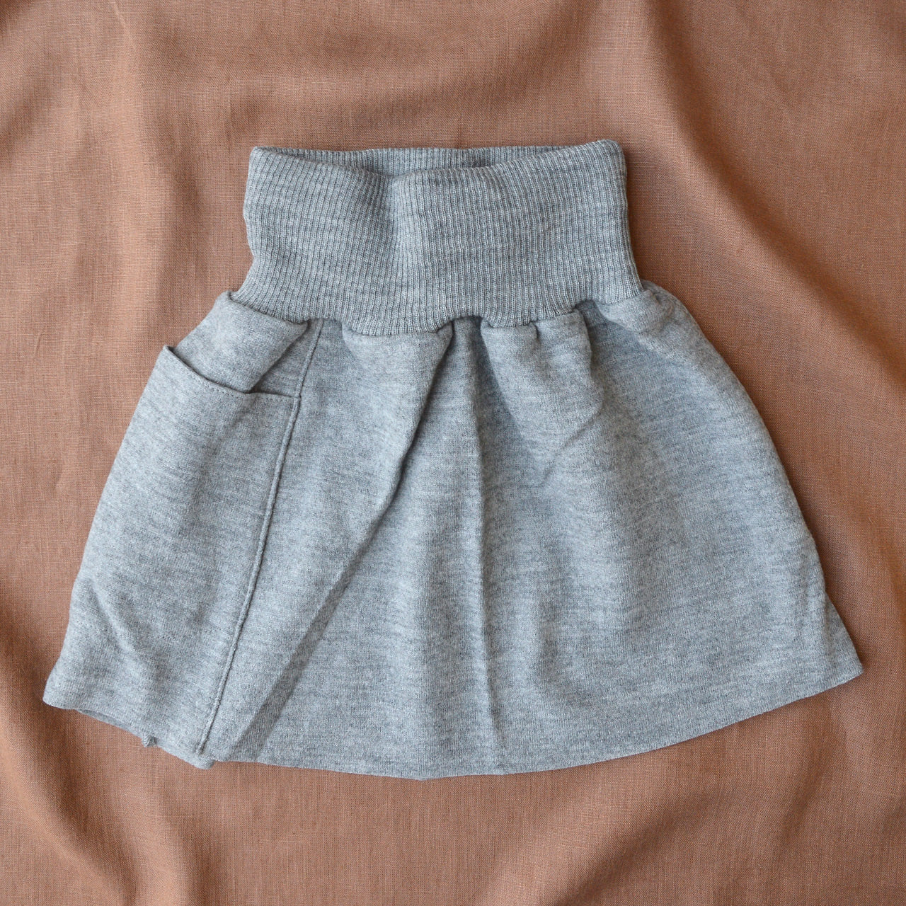 Boiled Wool Pocket Skirt - Grey (3-8y)