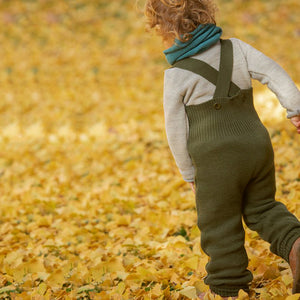 Knitted Dungarees - Organic Merino Wool - Olive (3-4y) *Retired Colour
