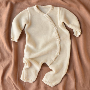 Knitted Overalls in Organic Merino Wool - Natural (0-6m)