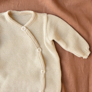 Knitted Overalls in Organic Merino Wool - Natural (0-6m)