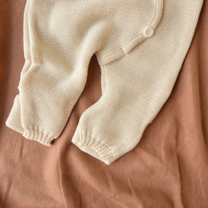Knitted Overalls in Organic Merino Wool - Natural (0-12m)