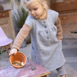 Boiled Wool Pocket Dress - Grey (1-2y) *Last One!