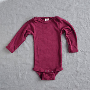 Baby Bodysuit Long Sleeve - Organic Merino/Silk (3m-3y) *Retired Colours
