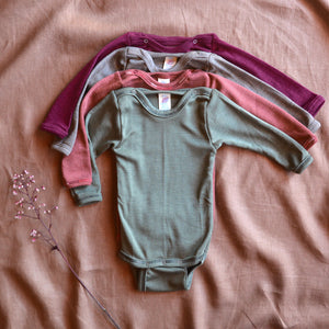 Baby Bodysuit Long Sleeve - Organic Merino/Silk (0-3yrs)