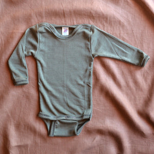 Baby Bodysuit Long Sleeve - Organic Merino/Silk (3m-3y) *Retired Colours