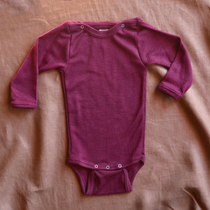 Baby Bodysuit Long Sleeve - Organic Merino/Silk (3m-3y) *Retired Colours
