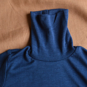 Child's Turtleneck in Wool/Silk - Marine (1-12y)