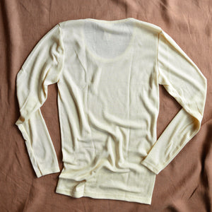 Women's Organic Merino Wool & Silk Long Sleeve Top - Natural
