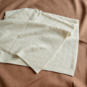 Merino Wool Pointelle Baby Blanket - Ecru (80x100cm)