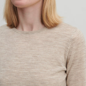 Women's Simple Merino Blouse - Light Beige Melange (XS-XL)