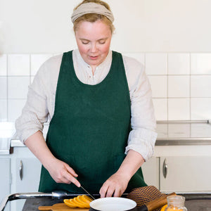 Women's Linen Cross Over Apron Dress - Natural