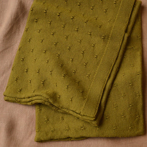 Bibi Pointelle Baby Blanket - 100% Merino Wool - Mustard (75x90cm)