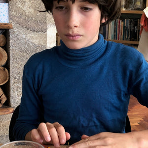 Child's Turtleneck in Organic Merino/Silk - Marine (1-12y)