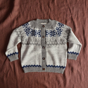 Islandia Cardigan in Baby Alpaca - Grey/Navy (6m-4y) *Returning 2026