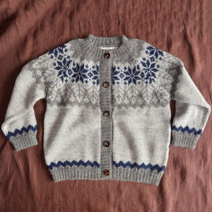 Islandia Cardigan in Baby Alpaca - Grey/Navy (6m-4y) *Returning 2026