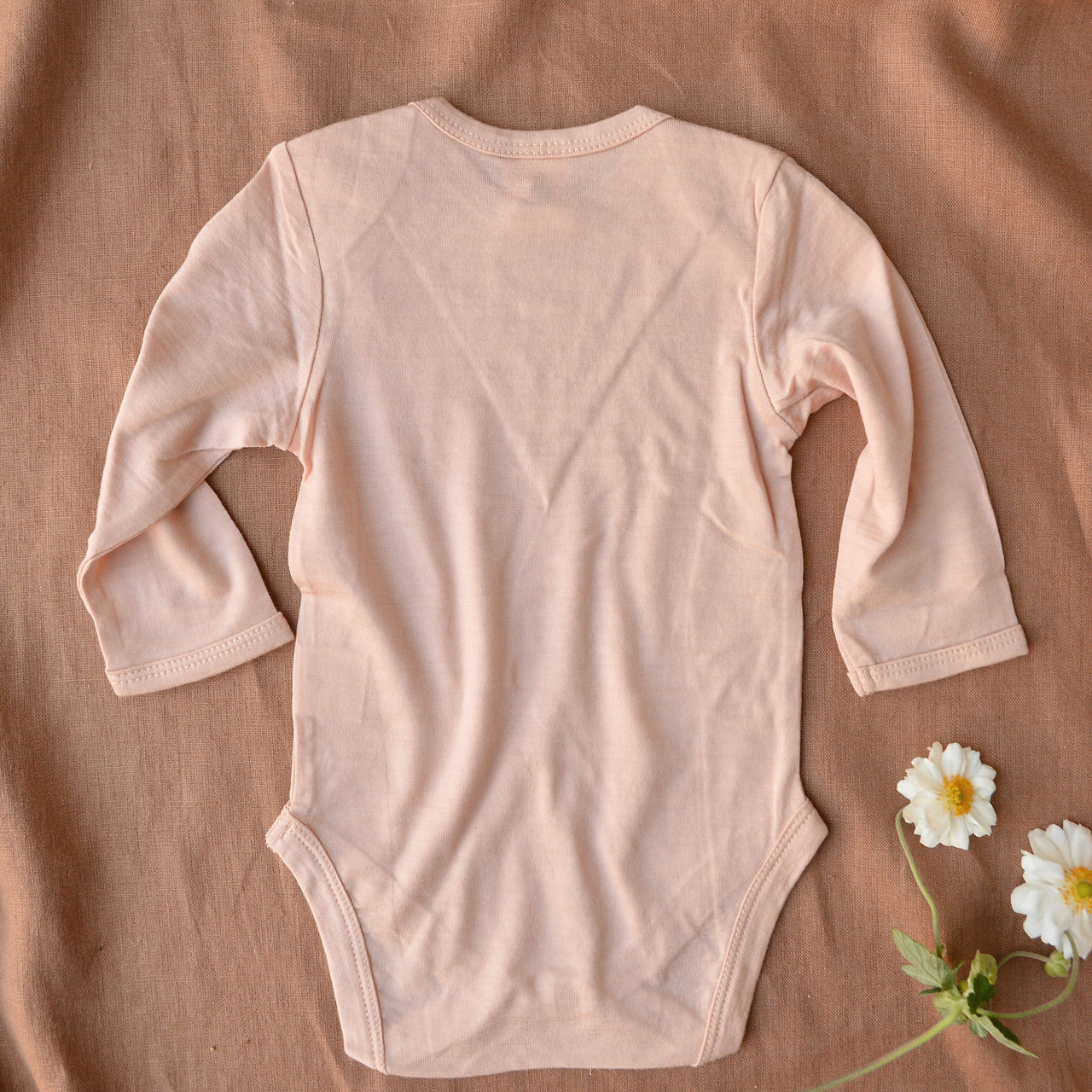 Baby Body Long Sleeve 100% Merino - Rose Dust (6-12m) *Last One!