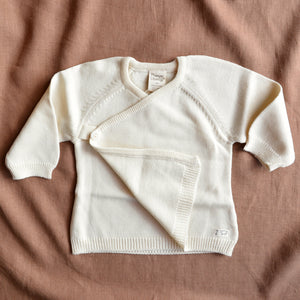 Baby Kimono Jacket - 100% Organic Merino - Natural (0-12m)