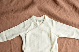 Baby Body Kimono Wrap in 100% Merino - Pointelle (Newborn-6m)
