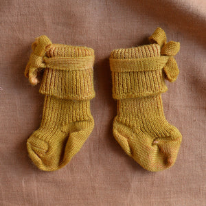 Plant Dyed Newborn Wool Baby Socks with Ties (0-3m) *Returning 2026
