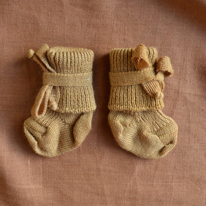 Plant Dyed Newborn Wool Baby Socks with Ties (0-3m) *Returning 2026