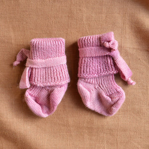Plant Dyed Newborn Wool Baby Socks with Ties (0-3m) *Returning 2026