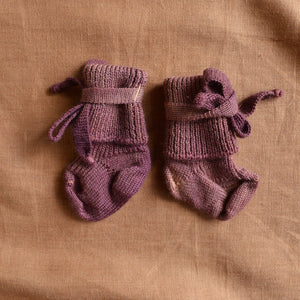 Plant Dyed Newborn Wool Baby Socks with Ties (0-3m) *Returning 2026