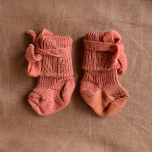 Plant Dyed Newborn Wool Baby Socks with Ties (0-3m)