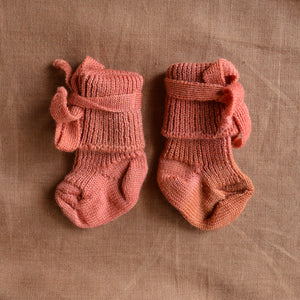 Plant Dyed Newborn Wool Baby Socks with Ties (0-3m) *Returning 2026