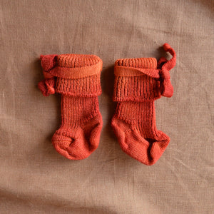 Plant Dyed Newborn Wool Baby Socks with Ties (0-3m) *Returning 2026