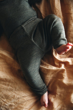 Baby Leggings - Organic Wool/Silk - Walnut (0-2y)