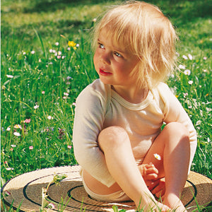 Baby Bodysuit Long Sleeve - Organic Wool/Silk - Natural (0-3yrs)