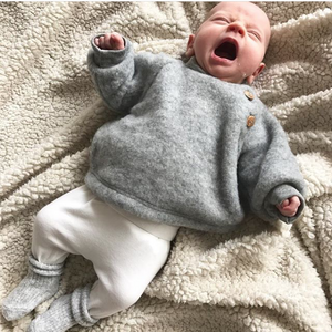 Baby Raglan Jumper - 100% Organic Wool Fleece - Walnut (3m-6y)