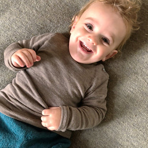 Walnut Organic Merino/Silk Top with shoulder buttons (0-5y)