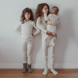 Child's Long Johns / PJ Bottoms - 100% Organic Merino Wool - Natural (1-12y)