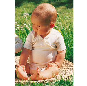 Baby Bodysuit - Organic Wool/Silk - Kimono style (0-12m)