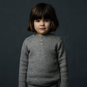 Grandpa Sweater - 100% Baby Alpaca - Moss (18m-8y)