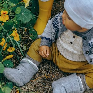 Islandia Cardigan in Baby Alpaca - Grey/Navy (6m-4y) *Returning 2026