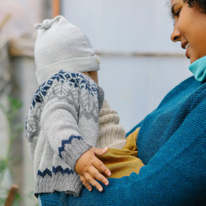 Islandia Cardigan in Baby Alpaca - Grey/Navy (6m-4y) *Returning 2026