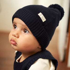 Alpine Pom Pom Beanie - 100% Merino - Toffee Stripe (6m-4y)