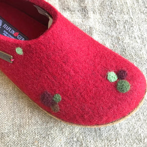 Toffel - Unisex Wool Felt Slippers with Leather Sole - Rubin (EU38) - NEW/MENDED