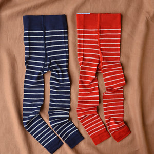 Child's Footless Tights in Organic Wool/Cotton - Stripes (1-8y) - SECONDS