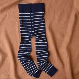 Child's Footless Tights in Organic Wool/Cotton - Stripes (1-8y) - SECONDS