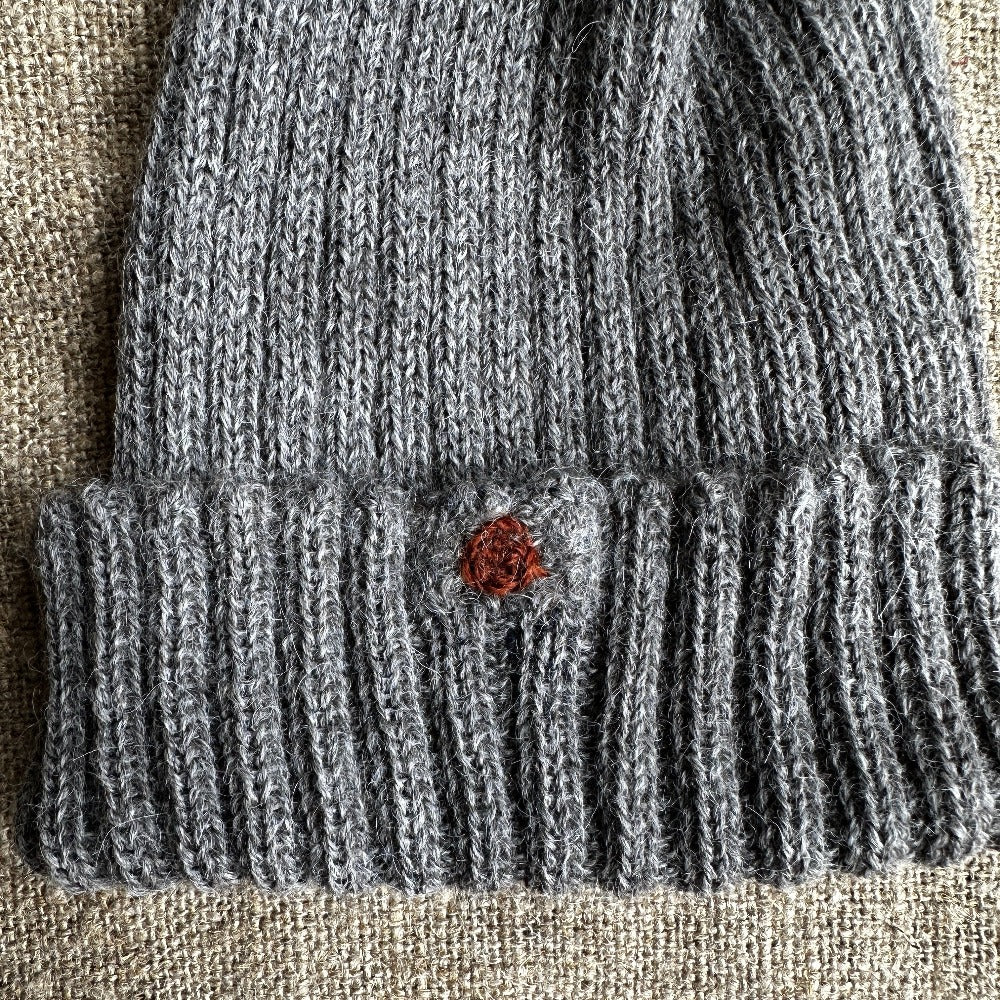 Pom-Pom Beanie in Baby Alpaca (5y-Adult) - NEW/MENDED