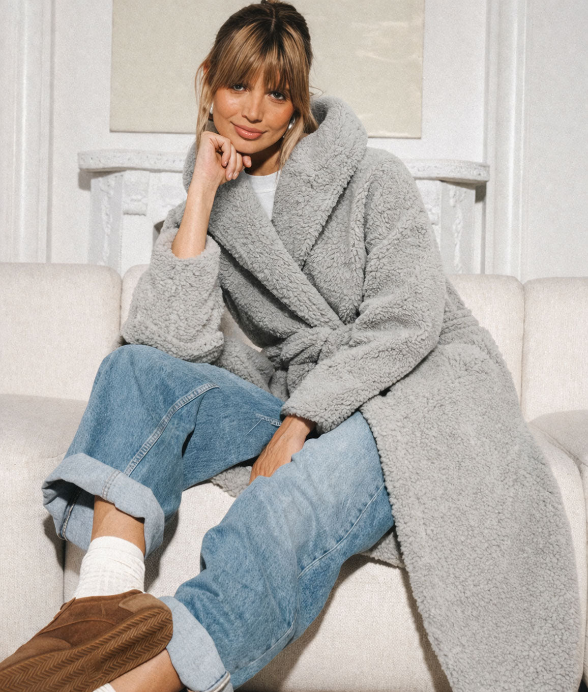 Bath Robe - 100% Wool - Light Grey (Adults)