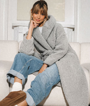 Bath Robe - 100% Wool - Light Grey (Adults)