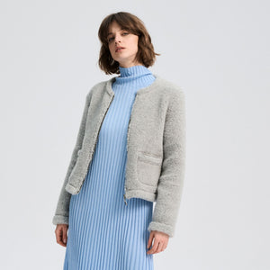 Women's Plush Cropped Jacket - 100% Wool - Silver AW24 (M, L) *Last ones