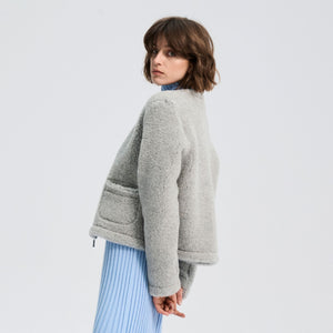 Women's Plush Cropped Jacket - 100% Wool - Silver AW24 (M, L) *Last ones