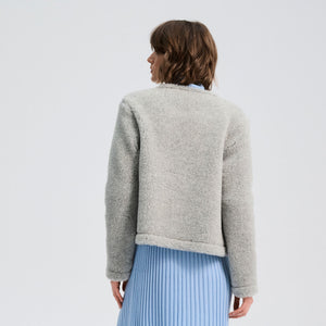 Women's Plush Cropped Jacket - 100% Wool - Silver AW24 (M, L) *Last ones