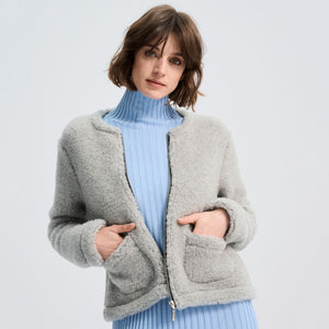 Women's Plush Cropped Jacket - 100% Wool - Silver AW24 (M, L) *Last ones